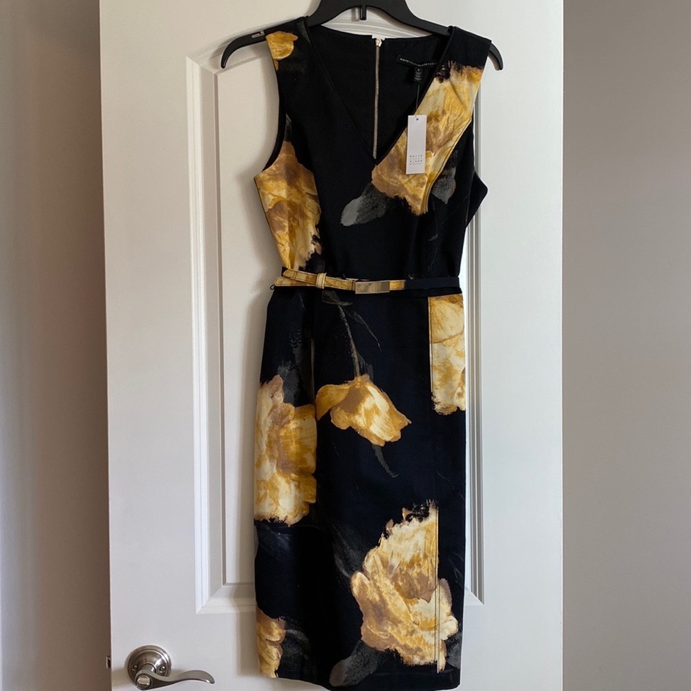 White House Black Market SL Dark Grand Floral Sheath Dress - Picture 3 of 7